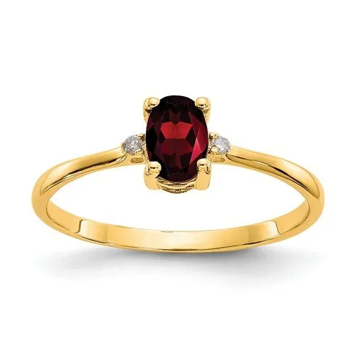14KT DIAMOND AND GARNET BIRTHSTONE RING