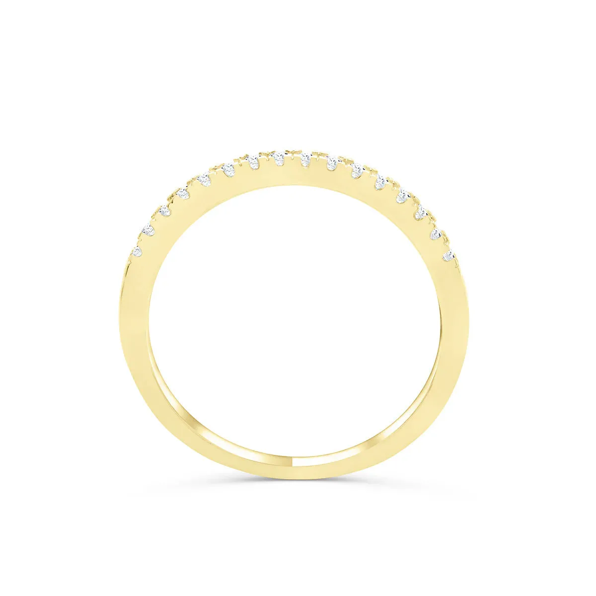 2mm Pave Half Eternity Band Ring - Gold
