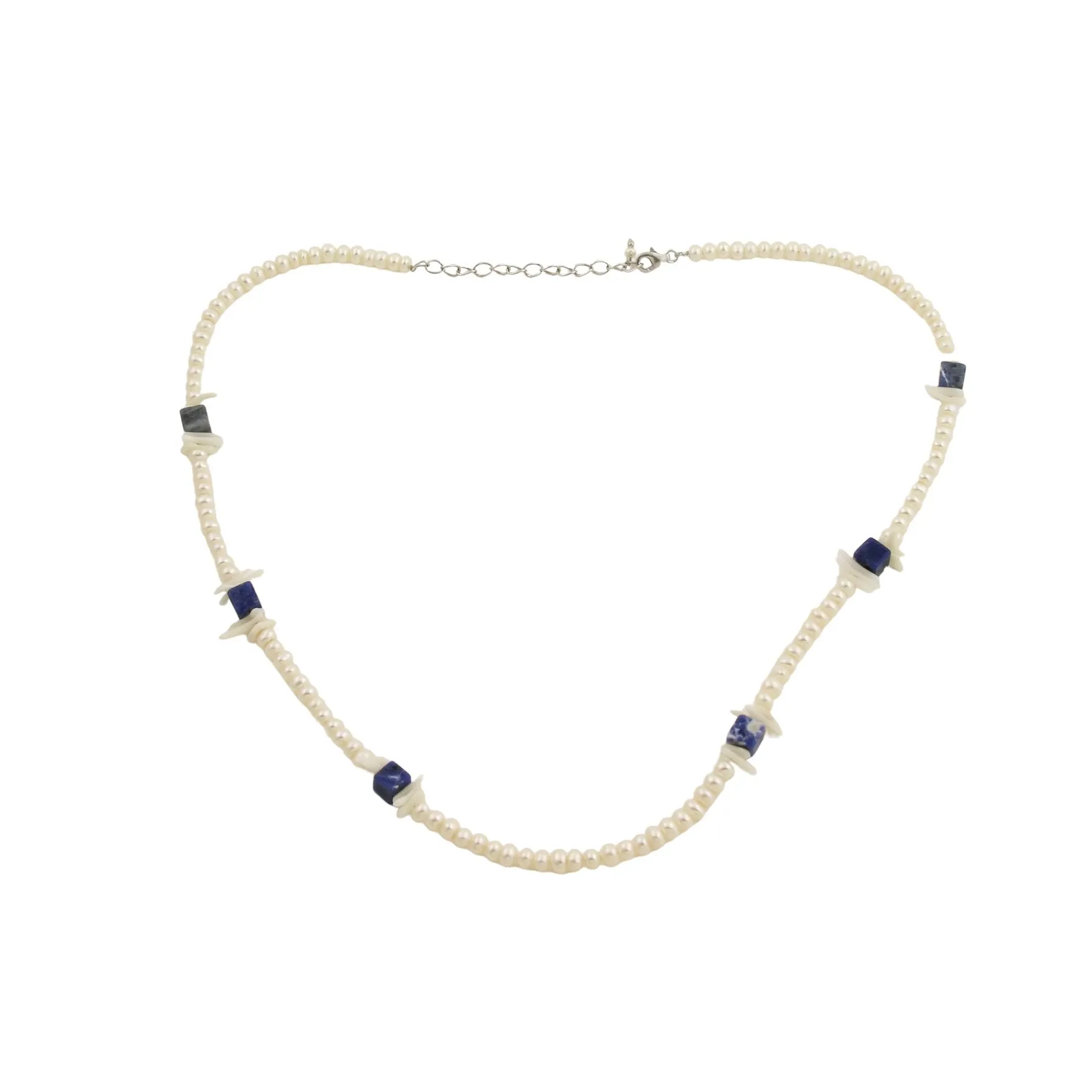 4mm Pearls x Lapis Necklace