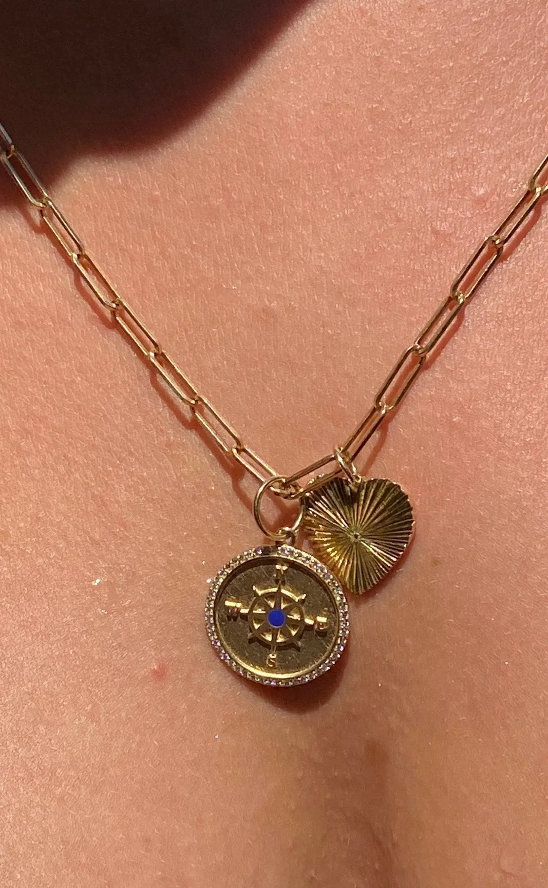 NAUTICAL DIAMOND AND LAPIS LAZULI COMPASS CHARM