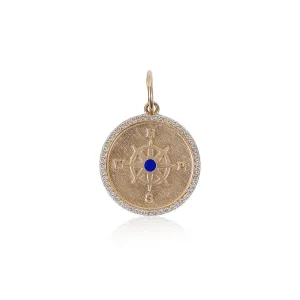 NAUTICAL DIAMOND AND LAPIS LAZULI COMPASS CHARM