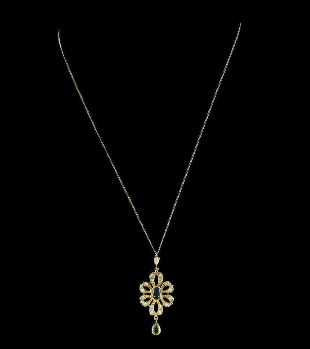 Opal Moonstone Peridot Pendant And Necklace