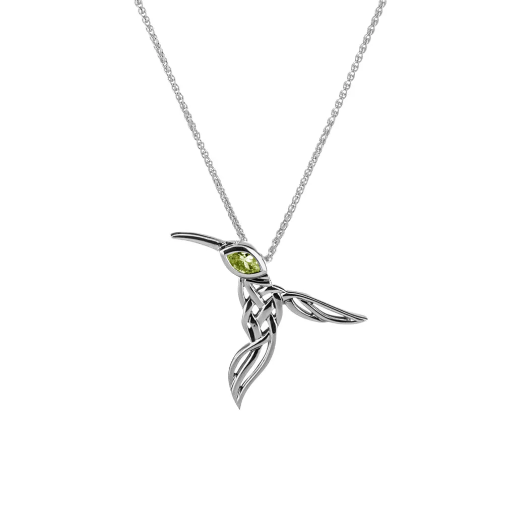 Silver Hummingbird Pendant -Amethyst/Topaz/Peridot/Rhodolite