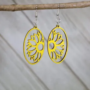 Sunflower Cutout Wooden Dangle Earrings by Cate's Concepts, LLC